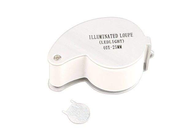 Kišeninė juvelyrinė lupa su led, 40x, 25 mm
