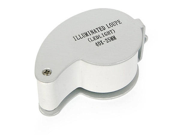 Kišeninė juvelyrinė lupa su led, 40x, 25 mm