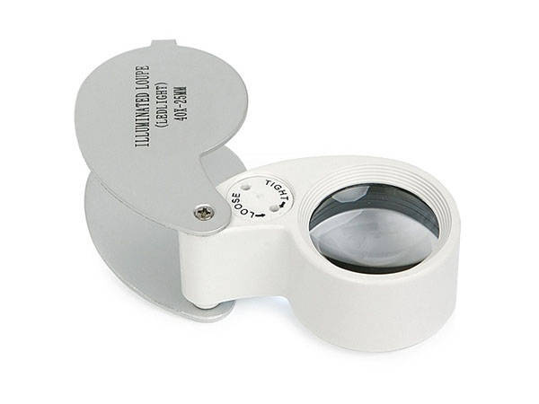 Kišeninė juvelyrinė lupa su led, 40x, 25 mm