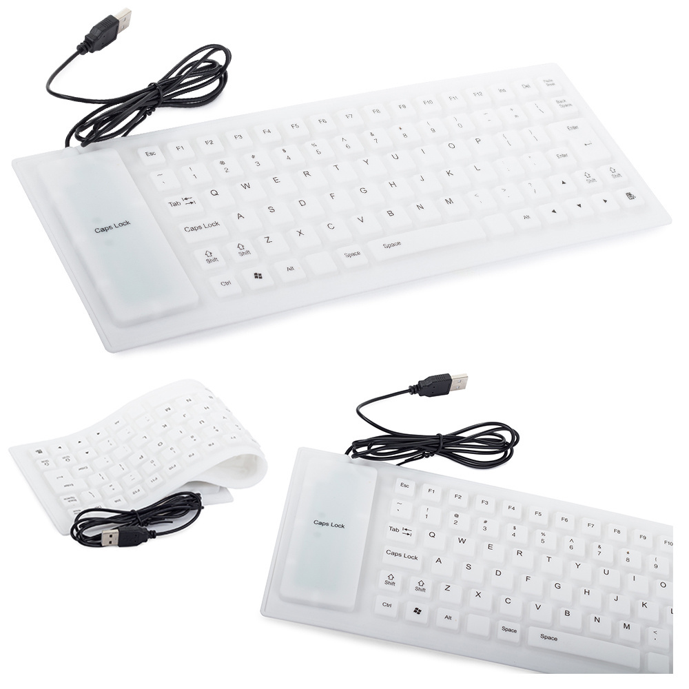 Silikoninė klaviatūra usb, balta, 35,5x13,5 cm