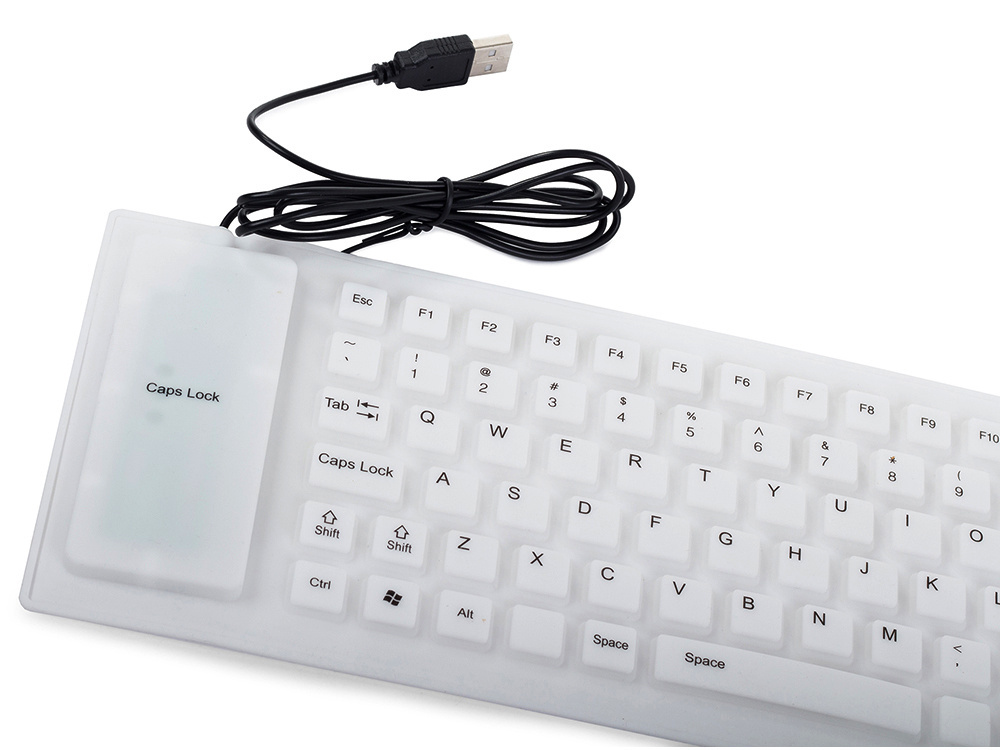Silikoninė klaviatūra usb, balta, 35,5x13,5 cm