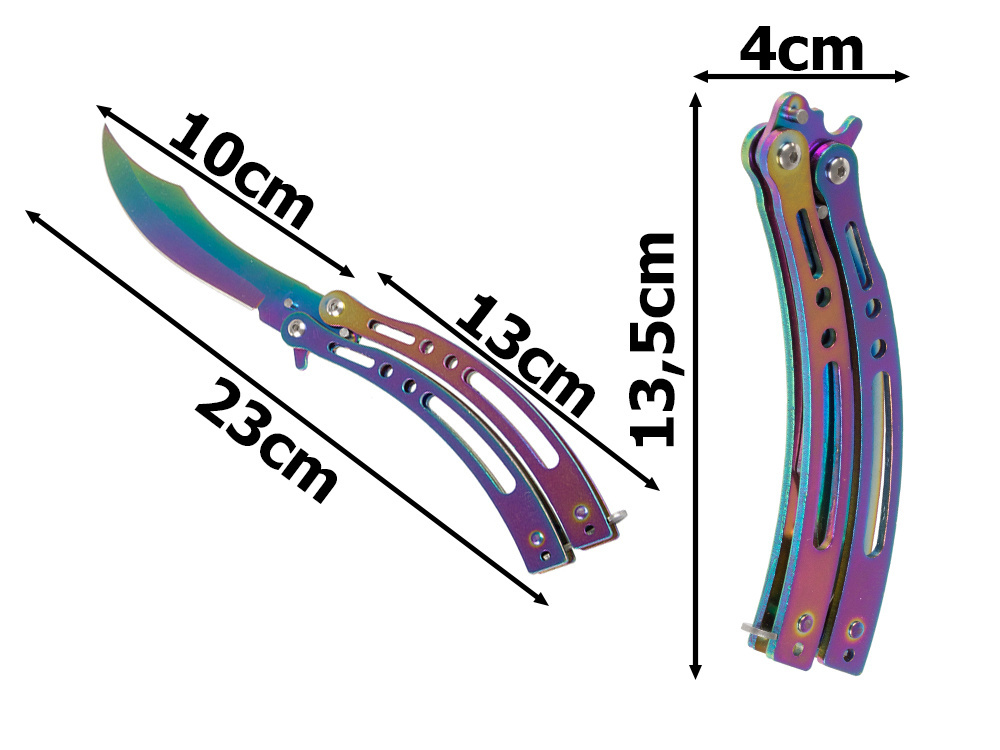 Sulankstomas peilis su vaivorykštiniu ašmeniu, 23 cm