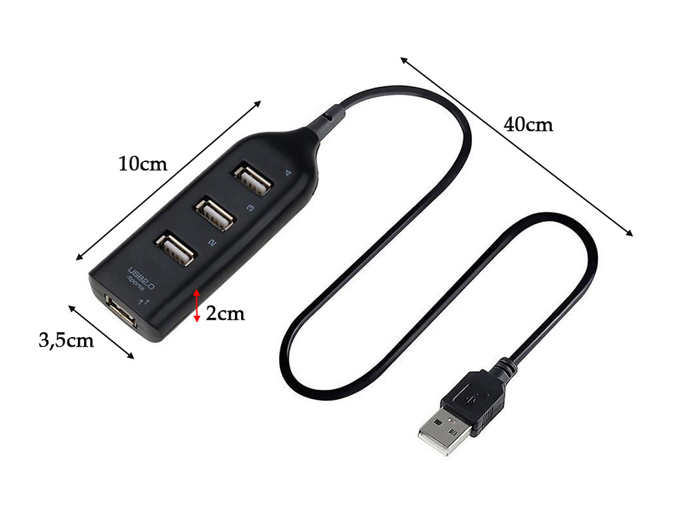 Usb šakotuvas, 4 portai, usb 2.0, juodas