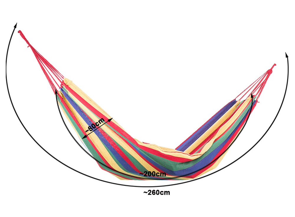 Vienvietis hamakas su dryžiais 200x80 cm su dėklu