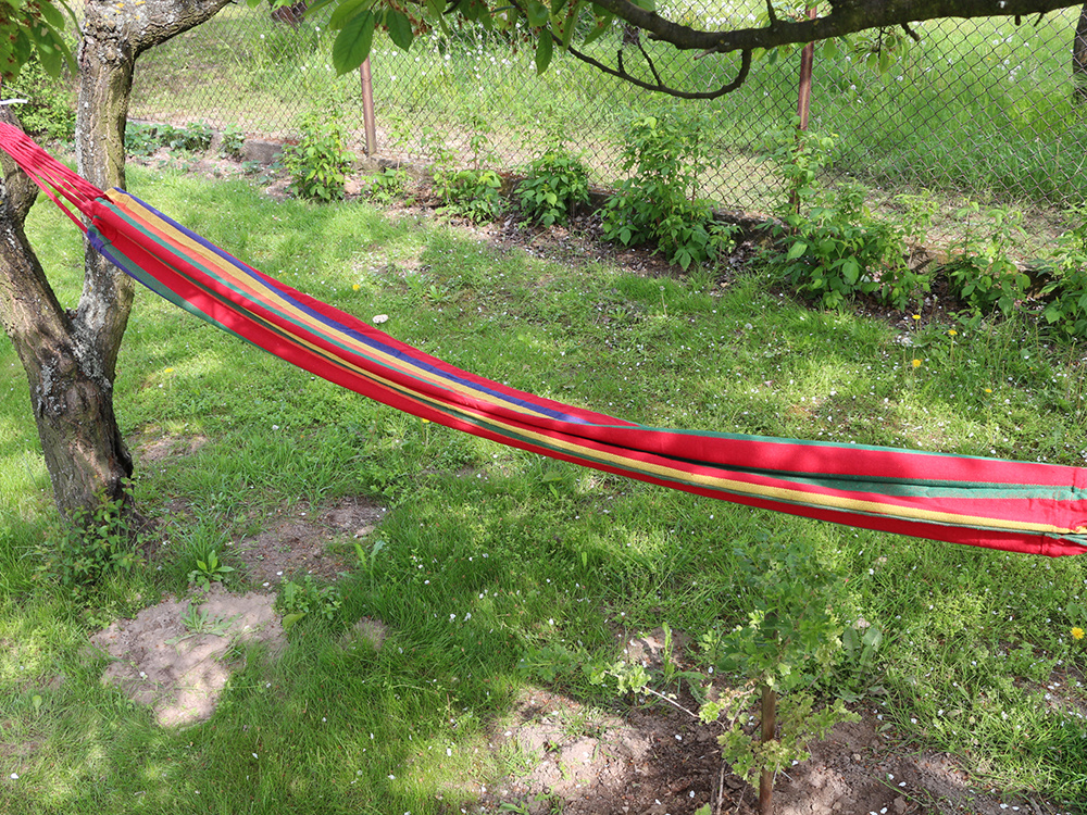 Vienvietis hamakas su dryžiais 200x80 cm su dėklu