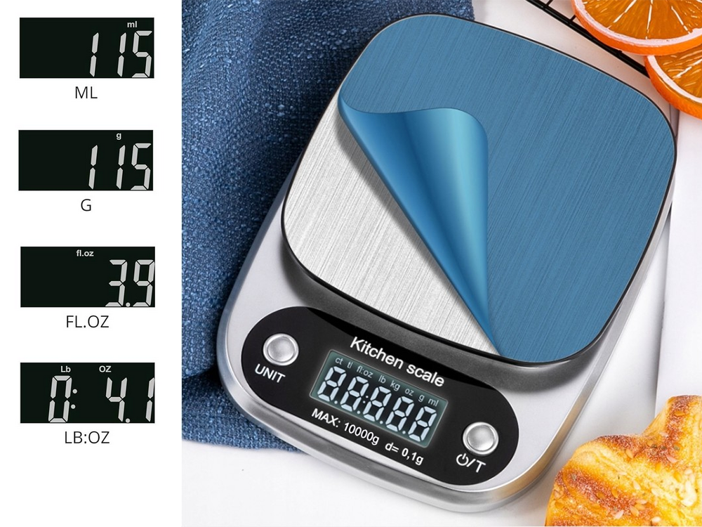 Virtuvinės svarstyklės lcd, iki 10 kg, 1 g tikslumas