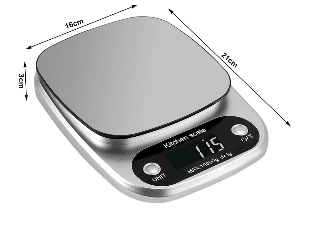 Virtuvinės svarstyklės lcd, iki 10 kg, 1 g tikslumas