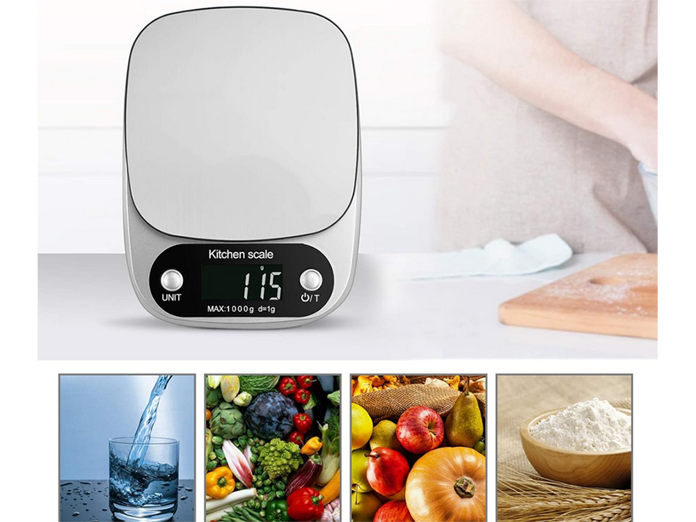 Virtuvinės svarstyklės lcd, iki 10 kg, 1 g tikslumas