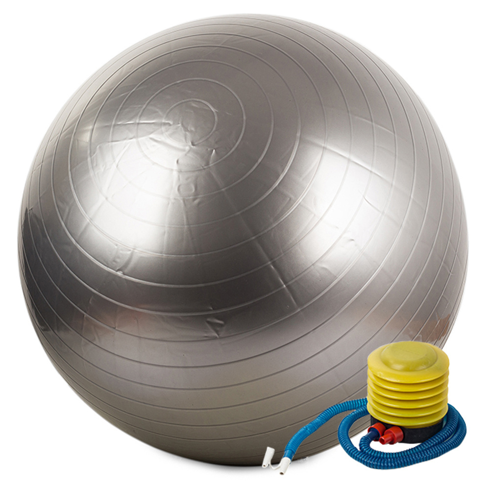Gimnastikos kamuolys su pompa 65 cm, sidabrinis
