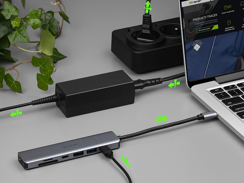 Adapteris Tracer TRAPOD46997, HDMI/USB-C/micro SD/PD