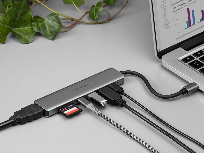 Adapteris Tracer TRAPOD46997, HDMI/USB-C/micro SD/PD