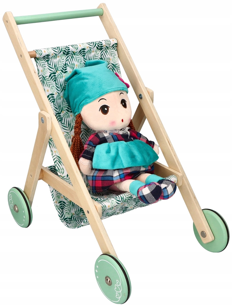 Adamtoys lėlės lengvas medinis vežimėlis