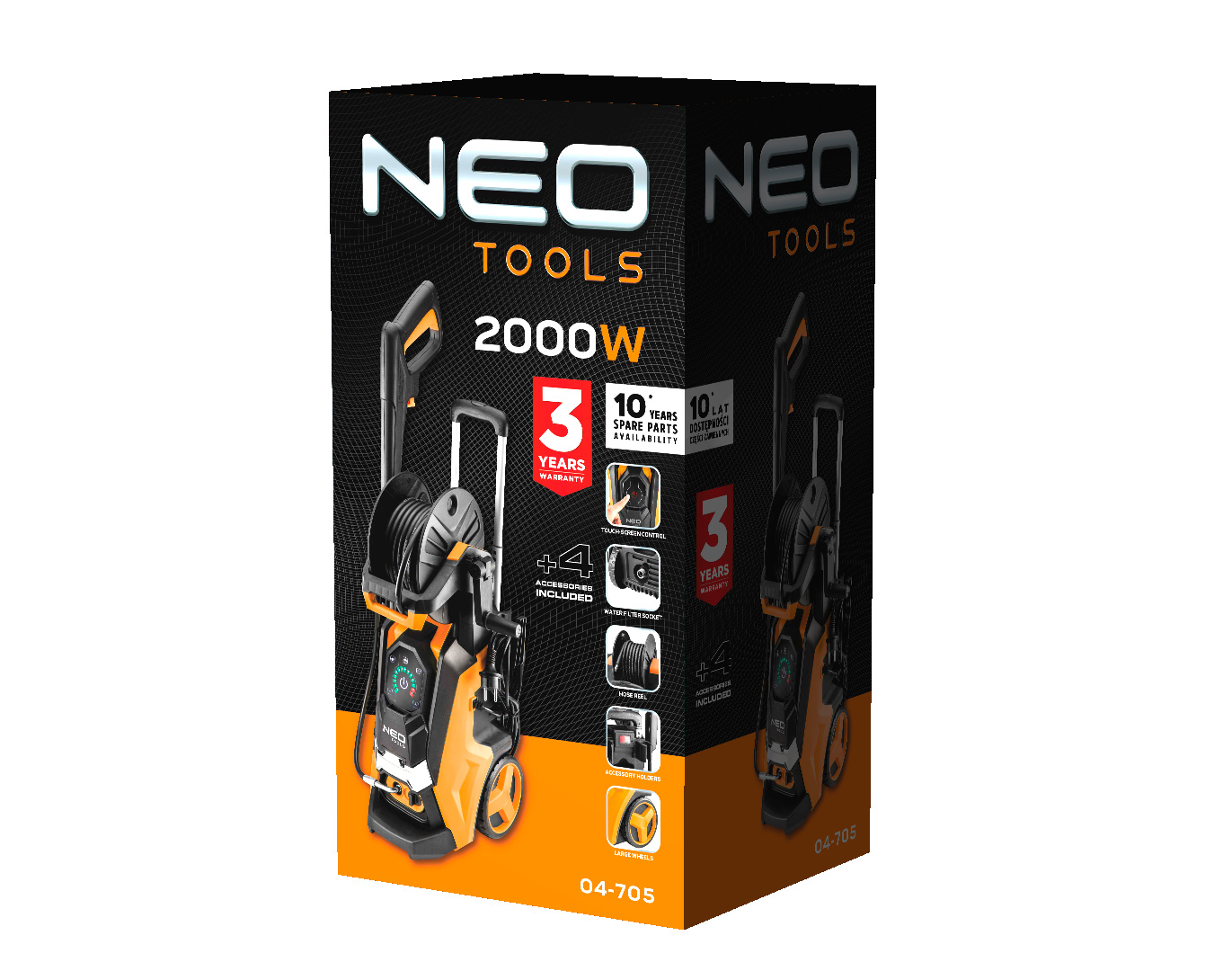 Aukšto slėgio plovykla 2000 W, maks. 150 barų, skaitmeninis valdymas NEO 04-705