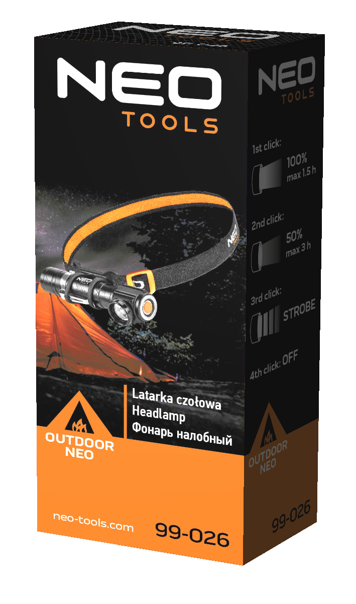 Akumuliatorinis LED žibintuvėlis ant galvos NEO 99-026