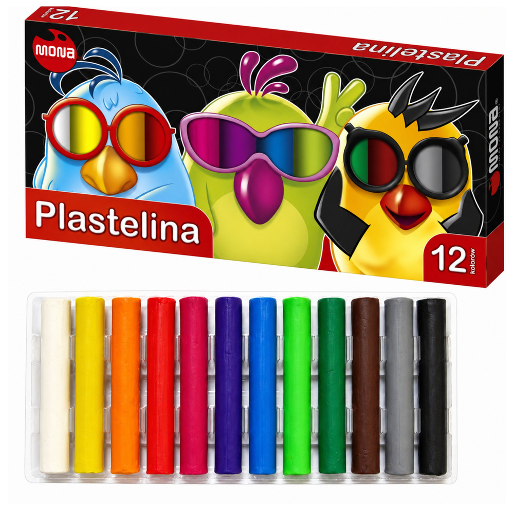 Mokyklinis vaško pagrindo plastilinas, 12 spalvų