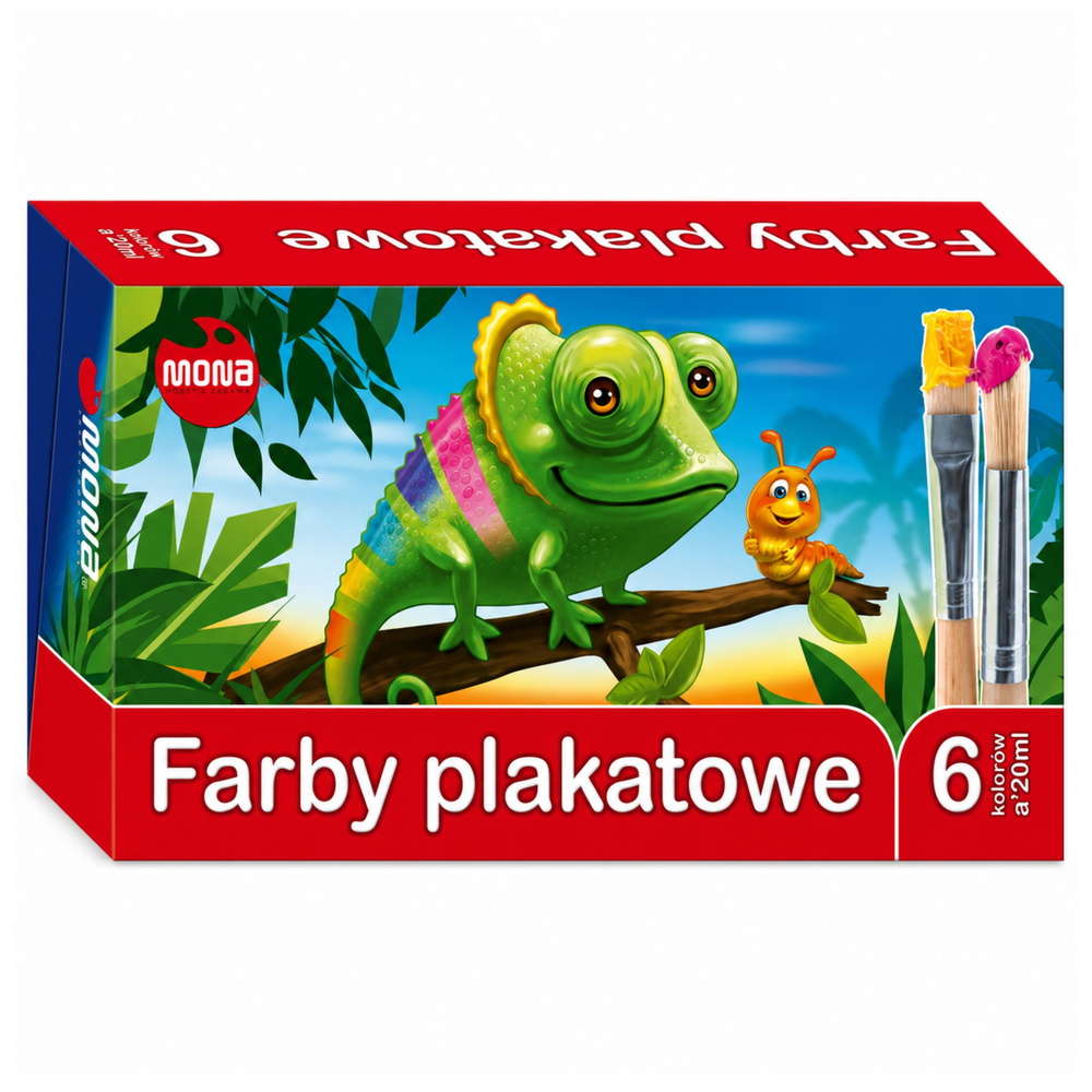 Plakatiniai dažai MONA, 6 spalvų, po 20 ml