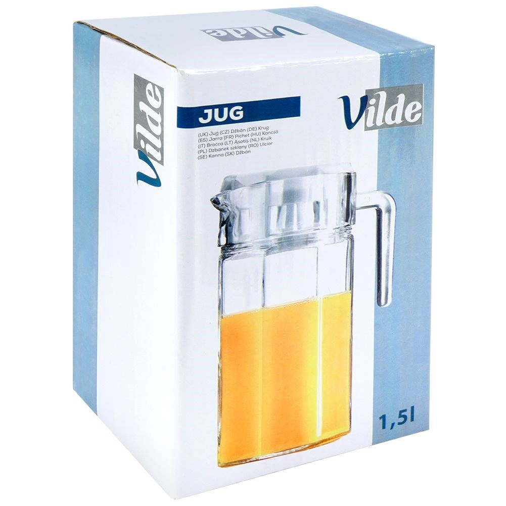 Stiklinis ąsotis vilde su dangteliu 1,5 l