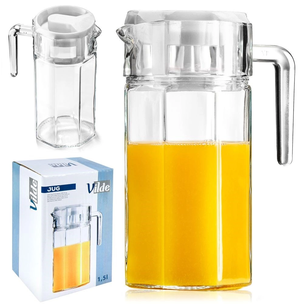 Stiklinis ąsotis vilde su dangteliu 1,5 l