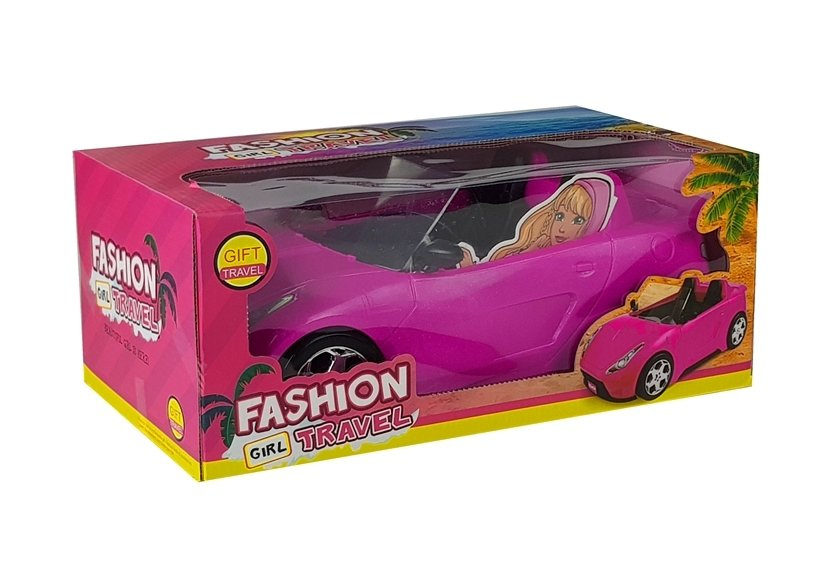 Lėlės automobilis kabrioletas 34 cm rožinis