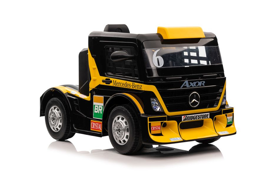Vienvietis elektromobilis vaikams mercedes-benz axor xmx622, geltonas
