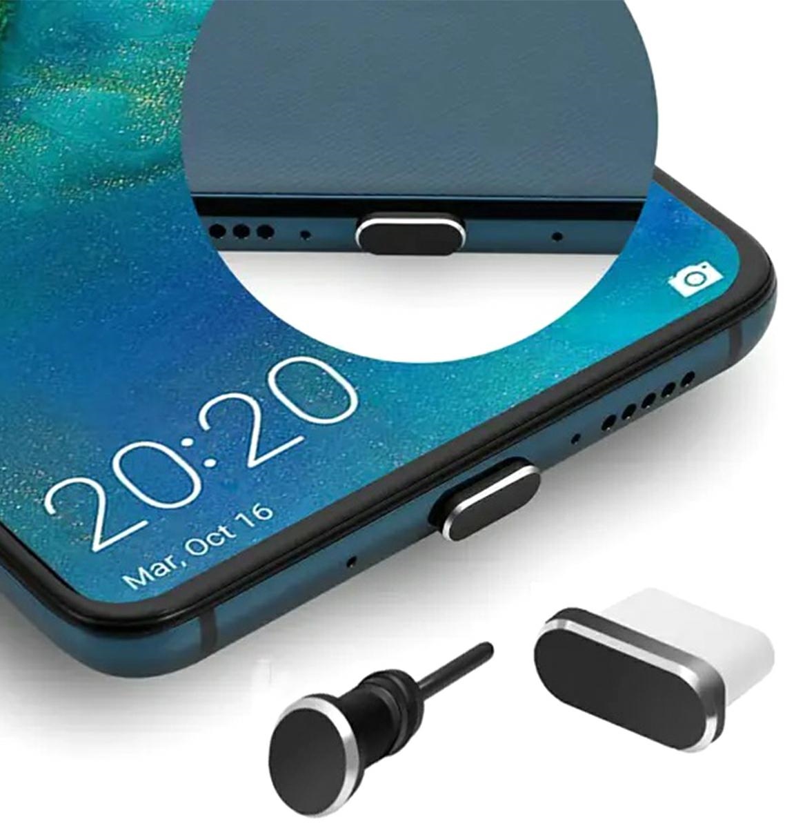 Usb-c ir aux jungčių apsaugos rinkinys, da23, 2 vnt., juodos spalvos