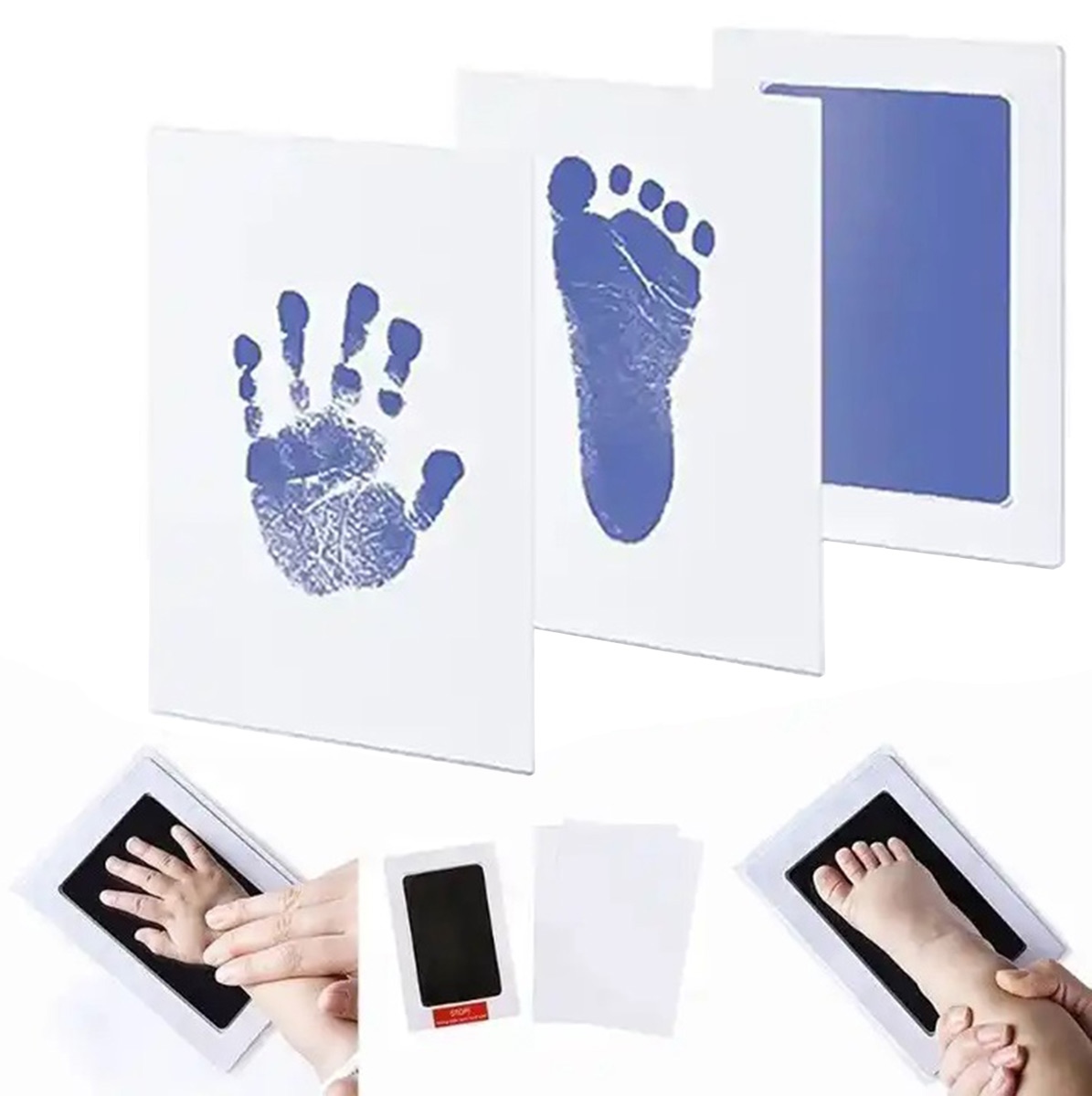 Kūdikio rankytės ir pėdutės atspaudo rinkinys da82a 12,5x8 cm mėlynas