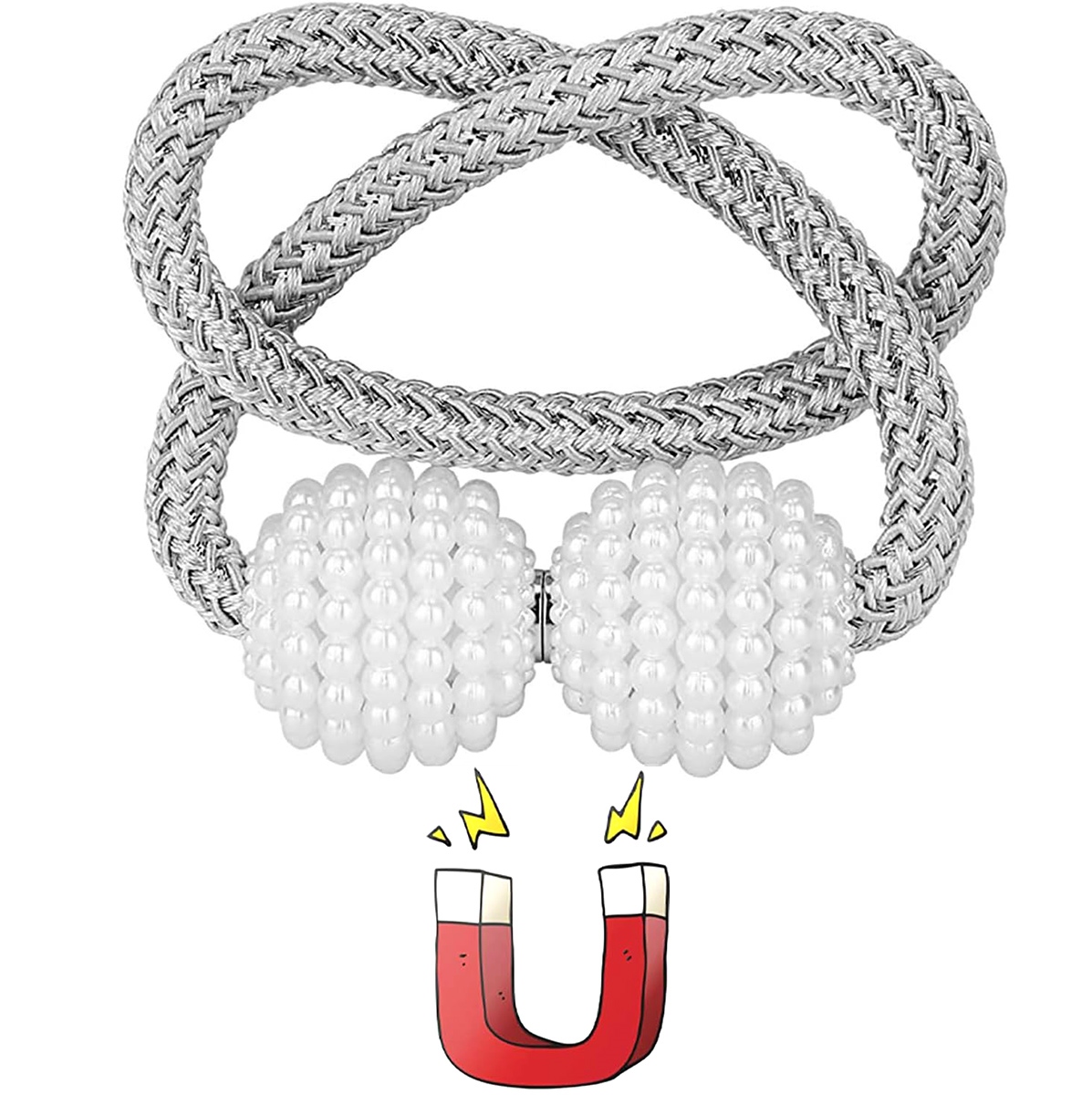 Užuolaidų ir užuolaidėlių segtukas su magnetu, ag701b, 47 cm, pilkas