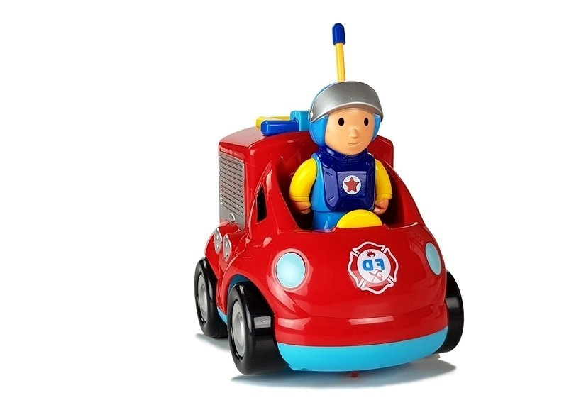 Vaikiškas nuotolinio valdymo ugniagesių automobilis su vairu