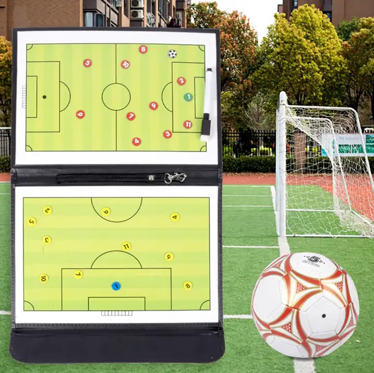Futbolo taktinė lenta su magnetais ir žymekliu