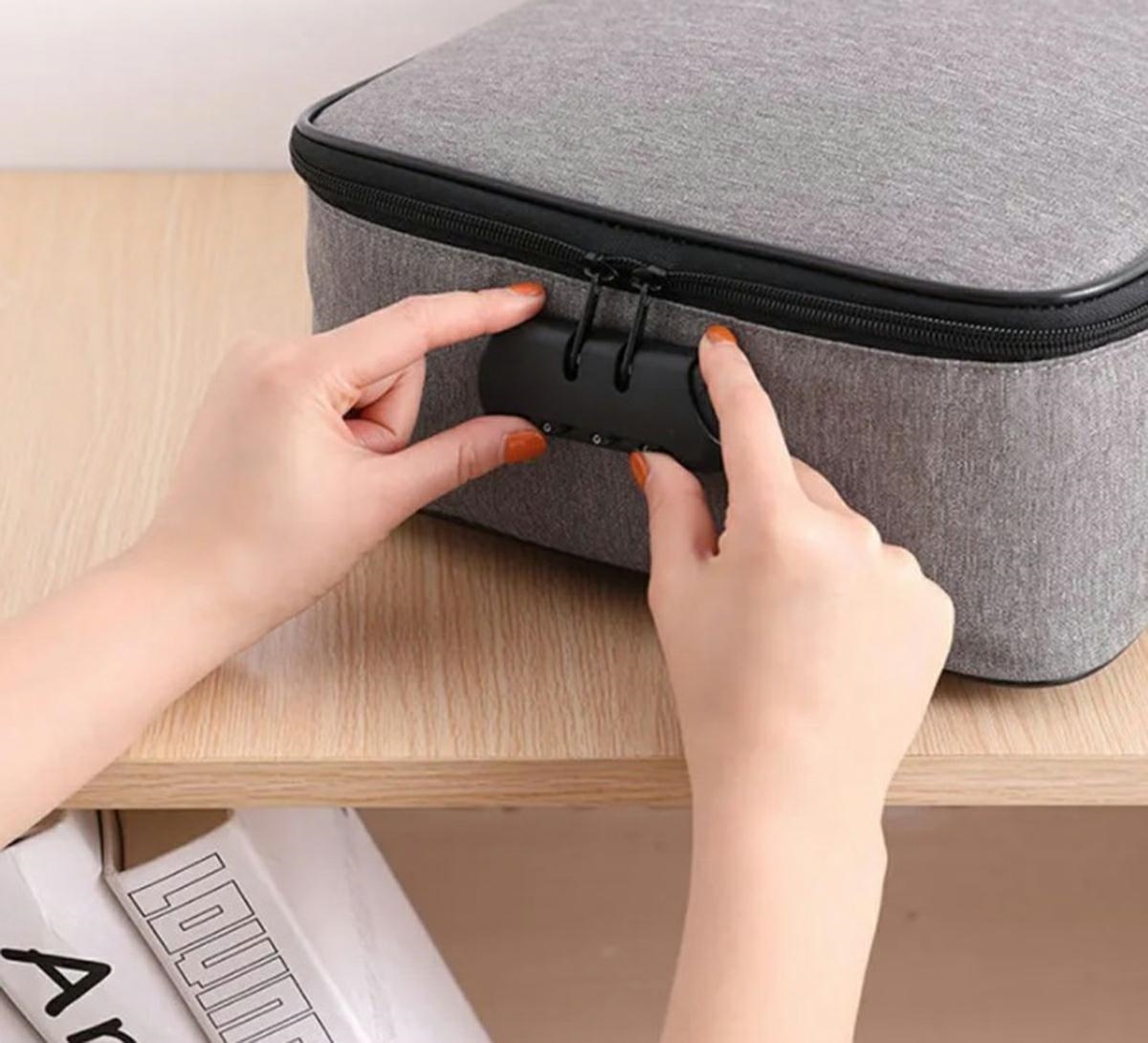 Dokumentų dėklas su kodine spyna tr12c, 37x27x10,5 cm, pilkas