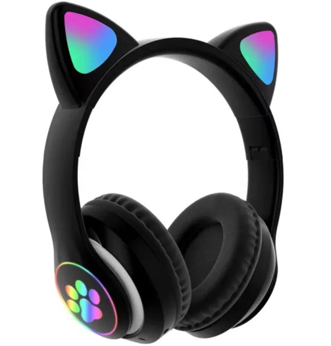 Belaidės ausinės zs7f su led kačių ausimis ir bluetooth 5.0, juodos