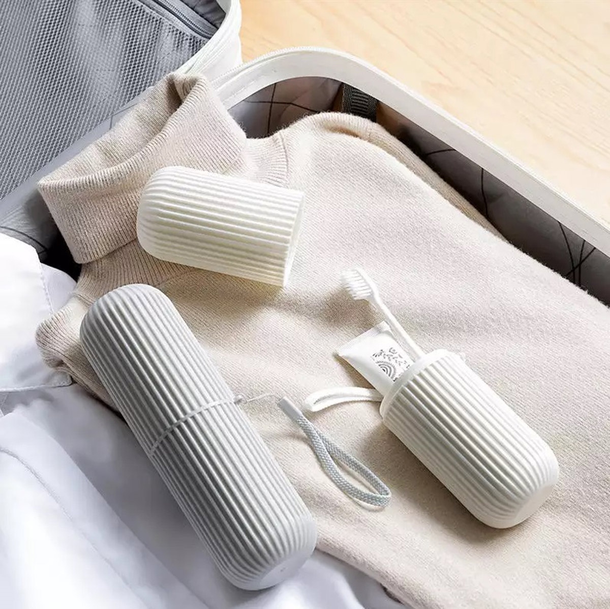 Dantų šepetėlio ir pastos dėklas ag870, 18,5 cm, pilkas
