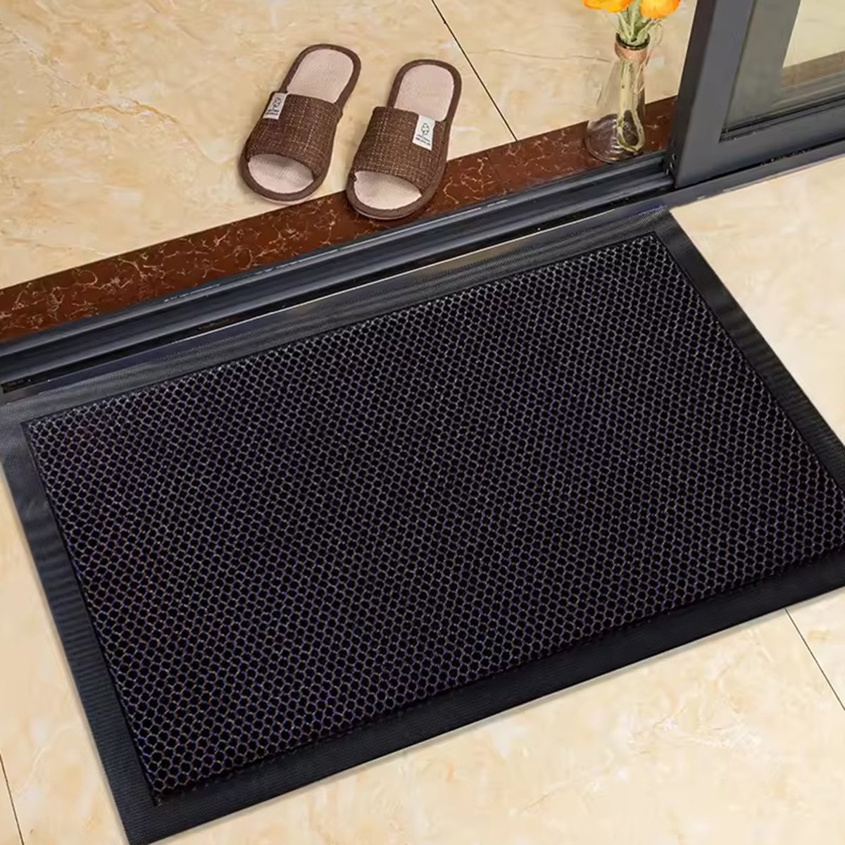 Lauko durų kilimėlis 60x40 cm, juodas, pvc