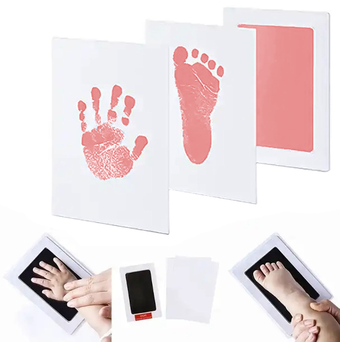Vaiko delniuko ar pėdutės įspaudų rinkinys da83b 10x15,3 cm rožinė