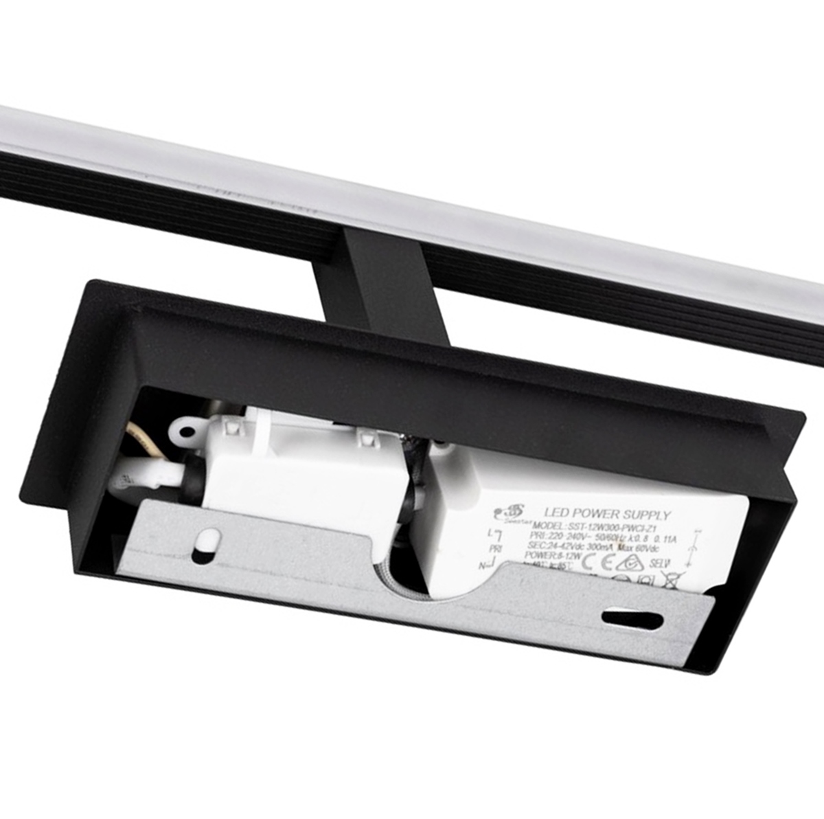 Led sieninis šviestuvas zd122 60 cm juodas