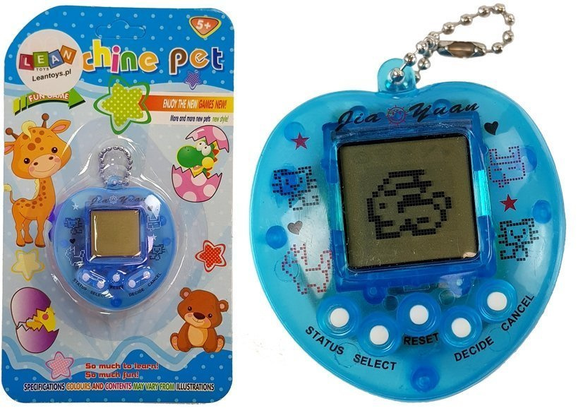 Elektroninis gyvūnėlis tamagotchi mėlynas su trumpa grandinėle