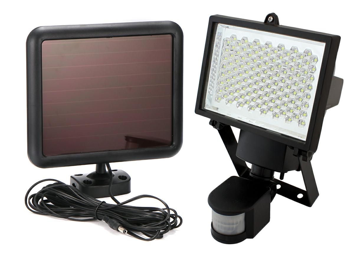 Lauko led halogeninė lempa su saulės baterija ir judesio jutikliu