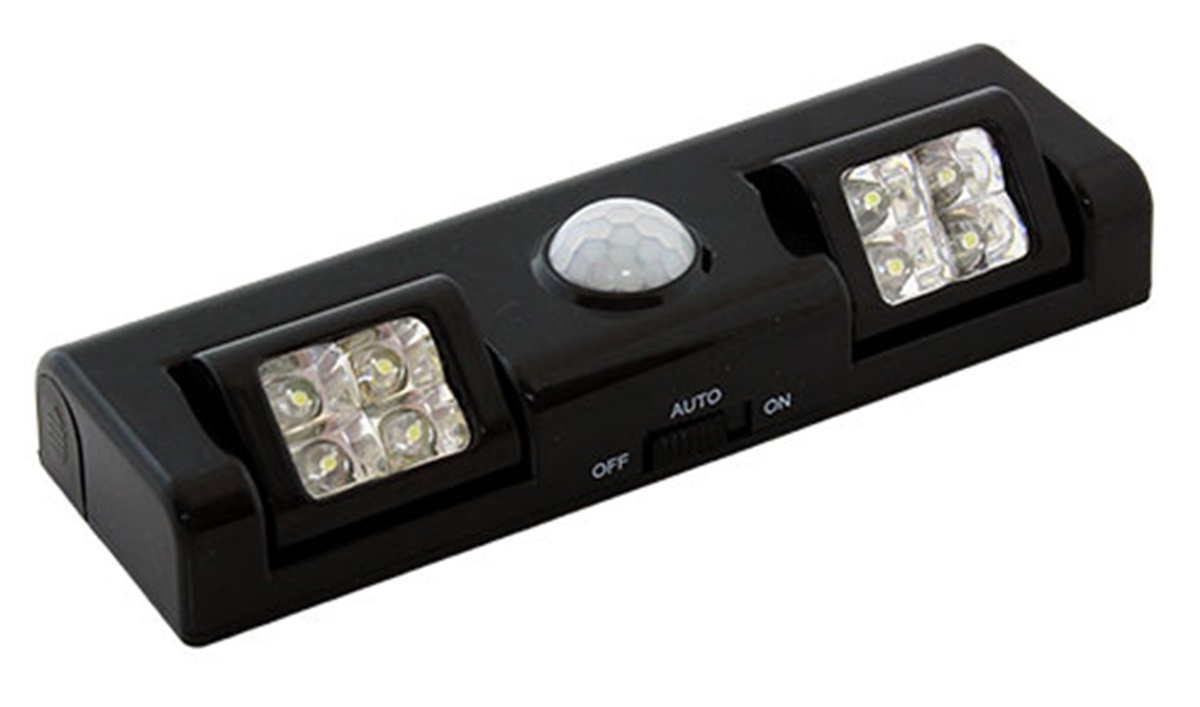 Led lempa su judesio ir prieblandos jutikliu, 8 led, juoda