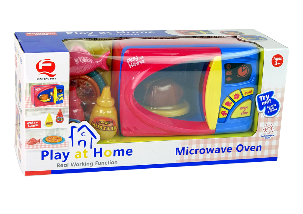 Žaislinė mikrobangų krosnelė su maisto produktais