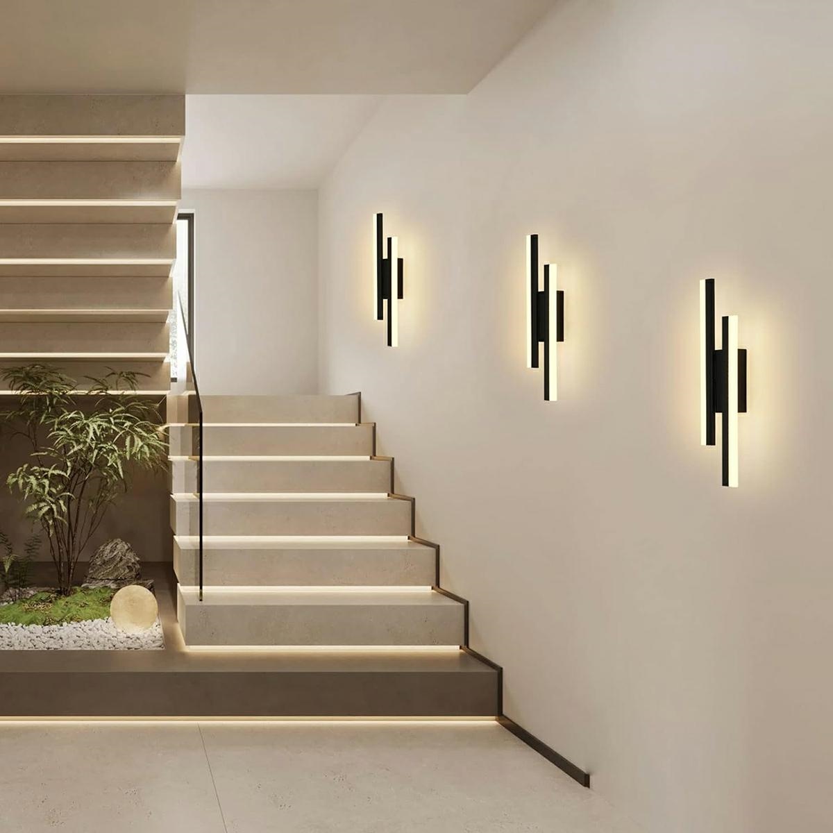 Dvigubas led sieninis šviestuvas 9w, 3000k, juodas