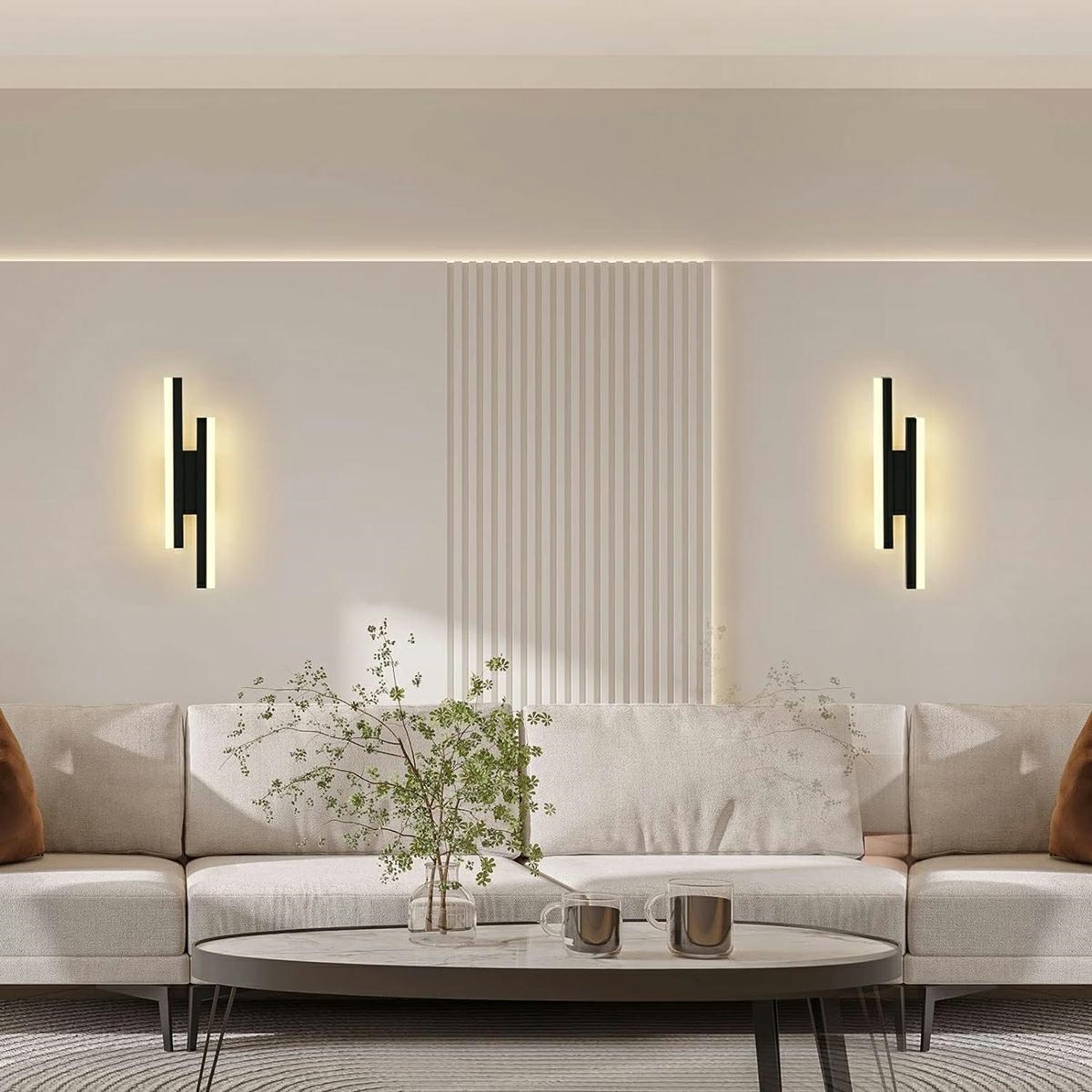 Dvigubas led sieninis šviestuvas 9w, 3000k, juodas