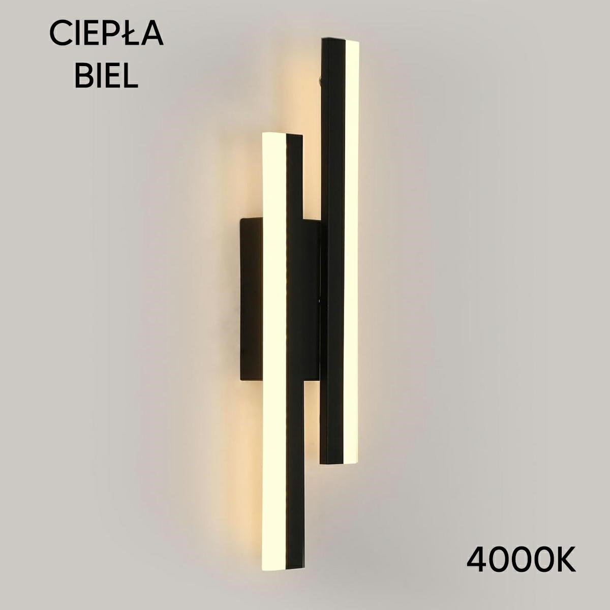 Dvigubas led sieninis šviestuvas 9w, 3000k, juodas
