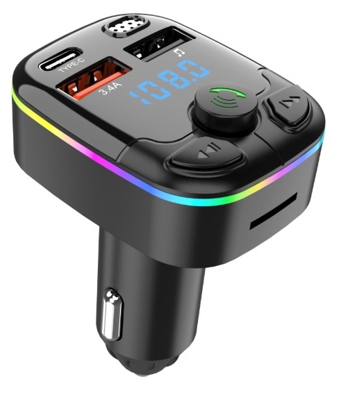 Fm siųstuvas su bluetooth 5.0 ir usb-c jungtimi