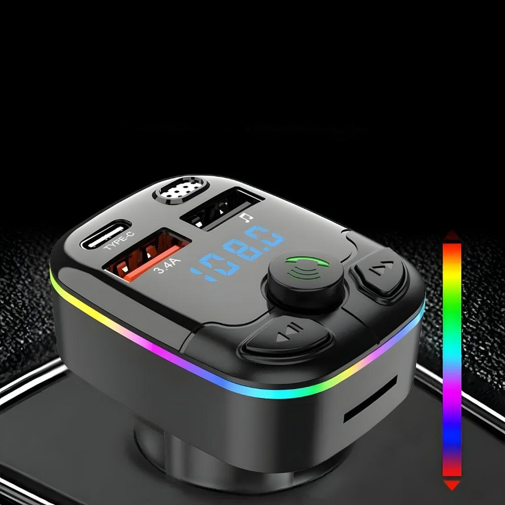 Fm siųstuvas su bluetooth 5.0 ir usb-c jungtimi