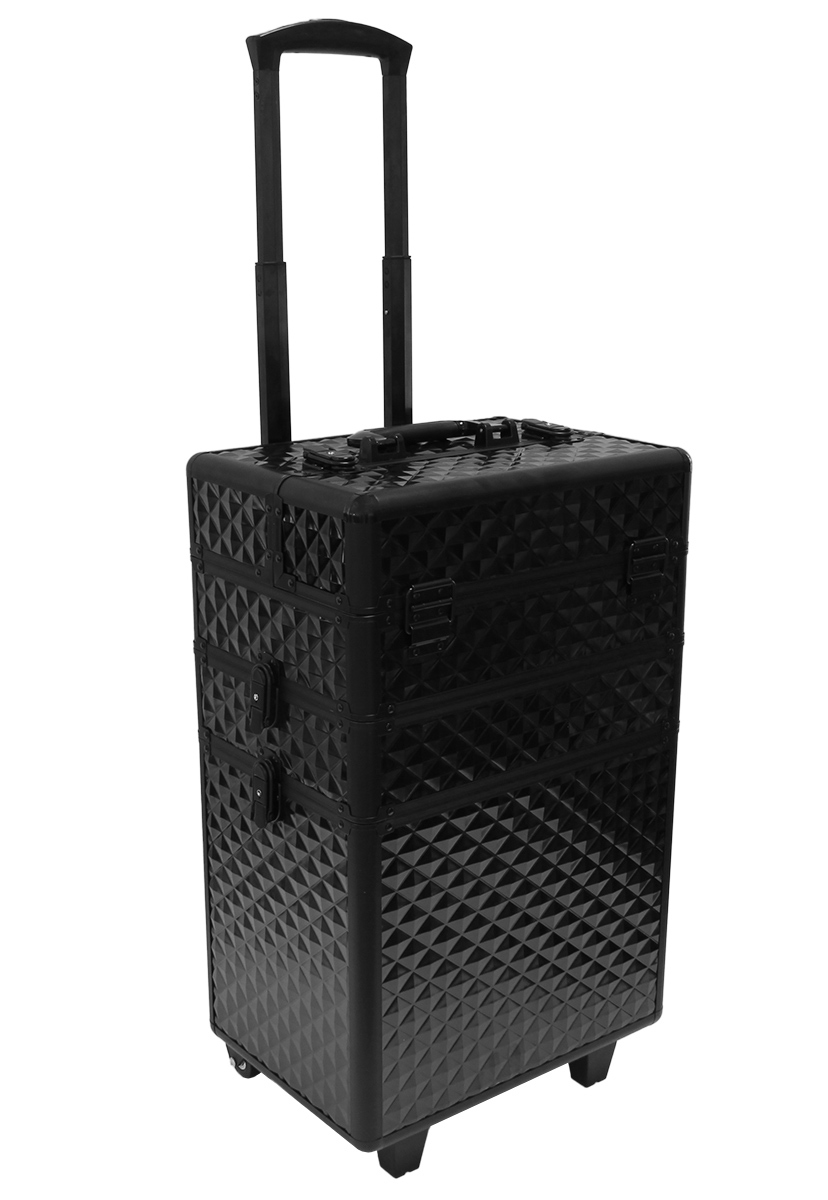 Kosmetikos lagaminas su ratukais ir aliuminiu korpusu, 87 cm, juodas 1