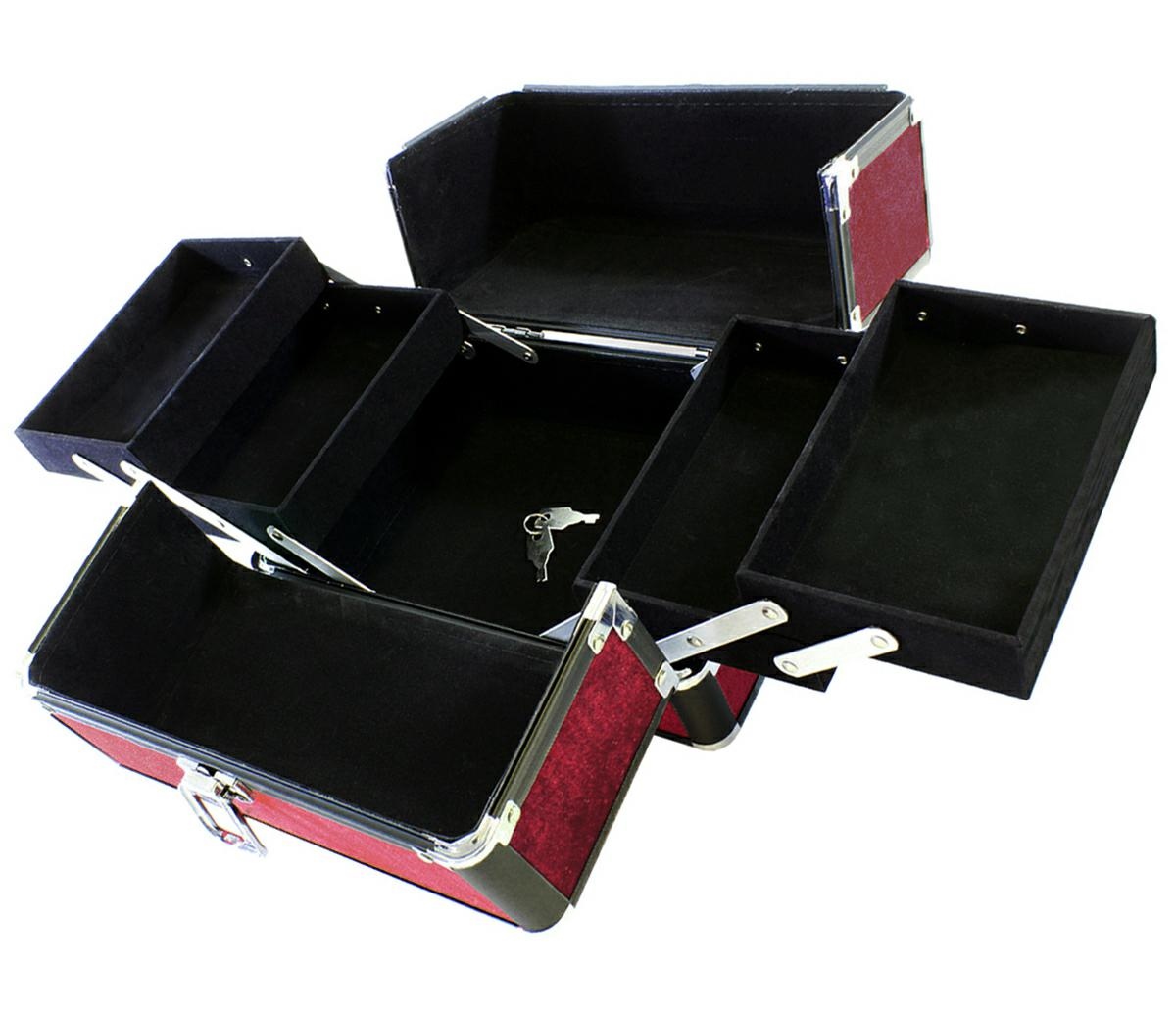 Kosmetikos dėžutė ca4p 25x17x17 cm su vyno spalvos veliūru