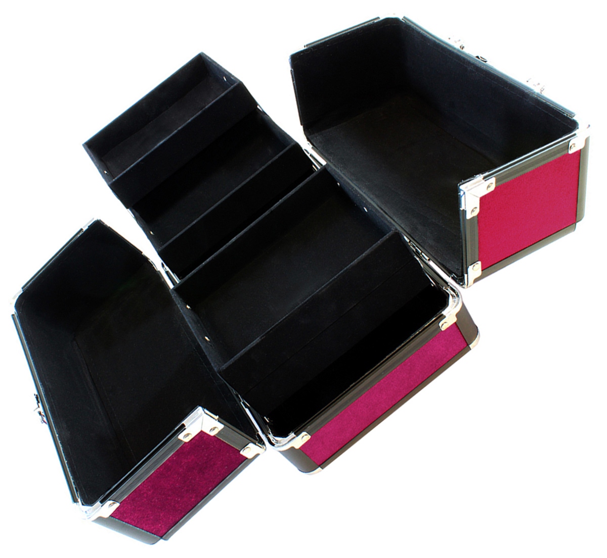 Kosmetikos dėžutė ca4p 25x17x17 cm su vyno spalvos veliūru