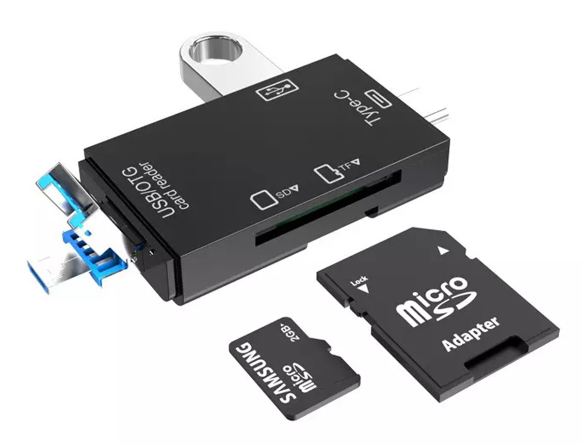 Atminties kortelių skaitytuvas su usb ir otg funkcija