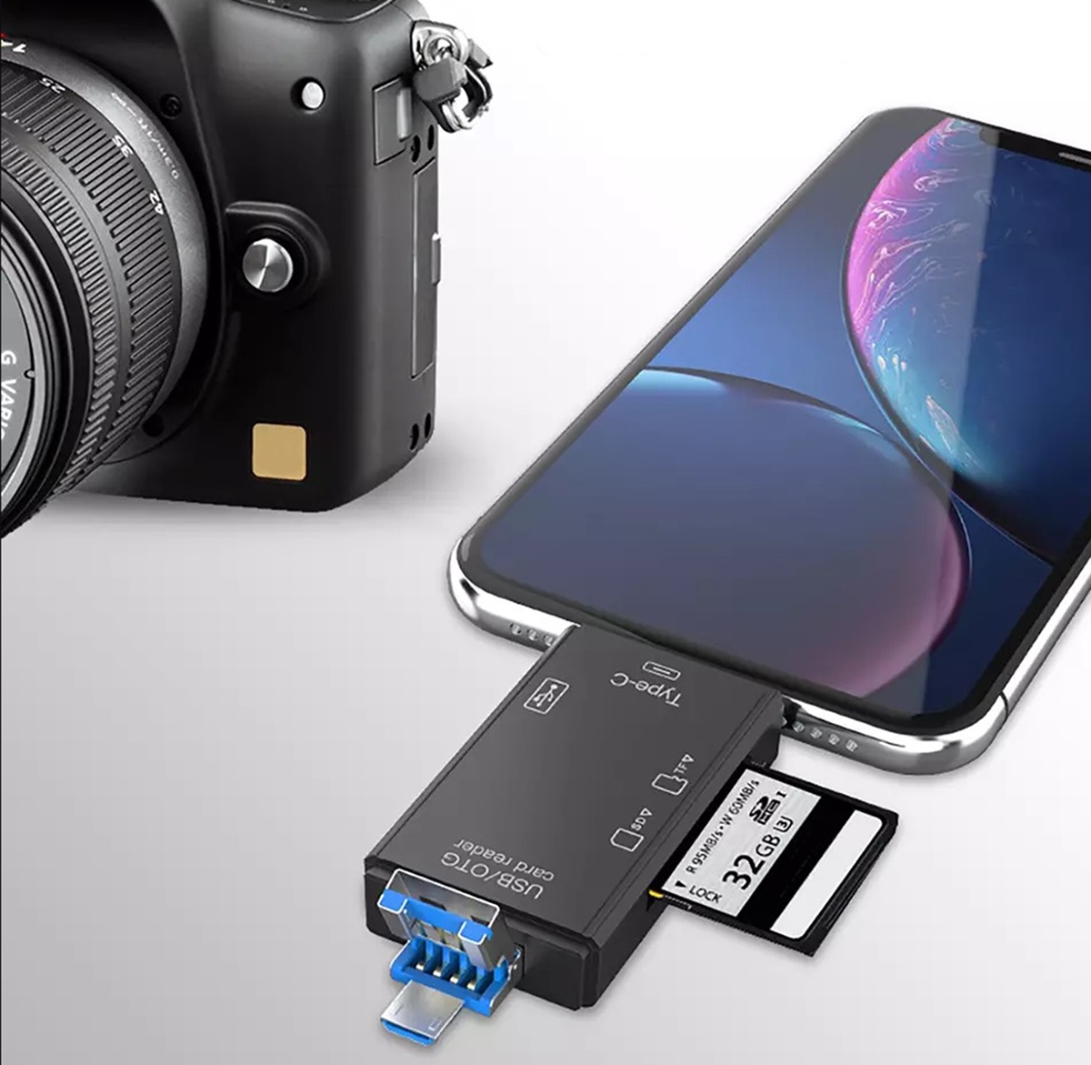 Atminties kortelių skaitytuvas su usb ir otg funkcija