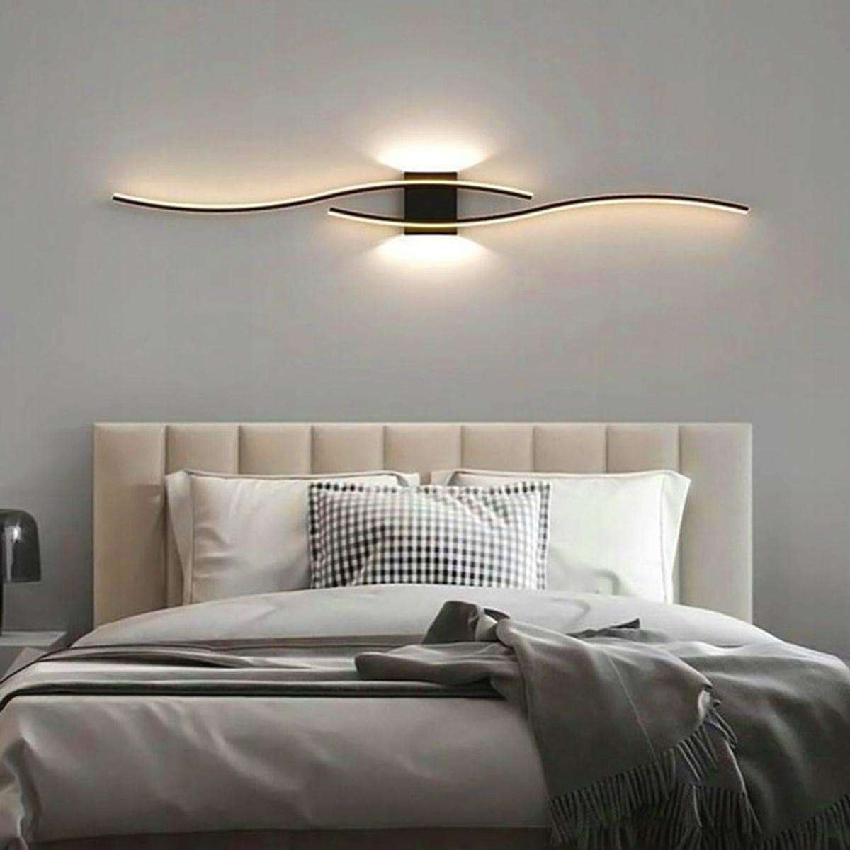 Led sieninė lempa zd149b, juoda, 60 cm, šiltai balta